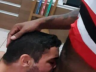 Young guy plays and takes big dick