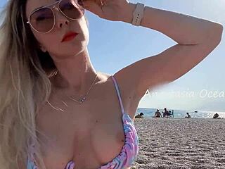 I watched this blonde flash tits and ass at the beach