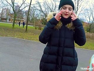 Teen Blonde's Wild Outdoor Action